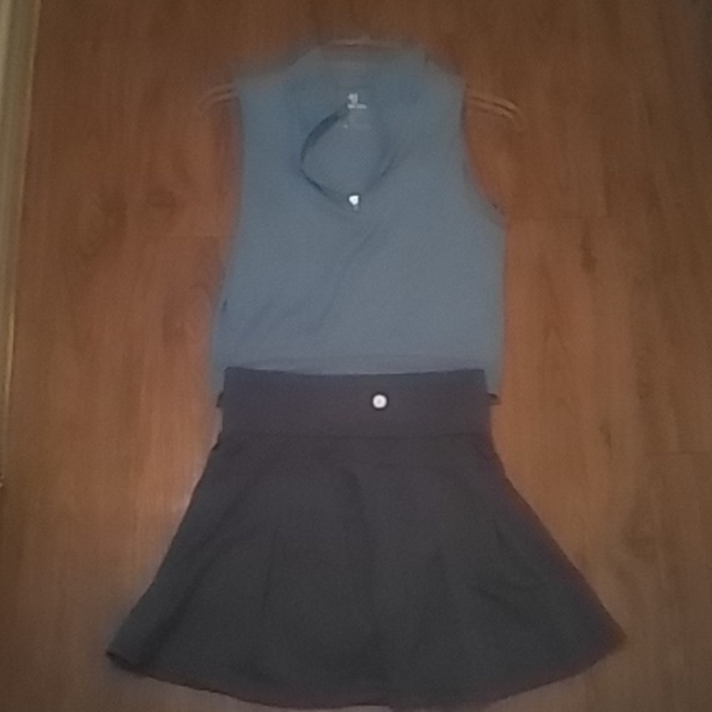 Women's outfit Zip Up Tank Top in Medium and a Mini Skirt in Medium